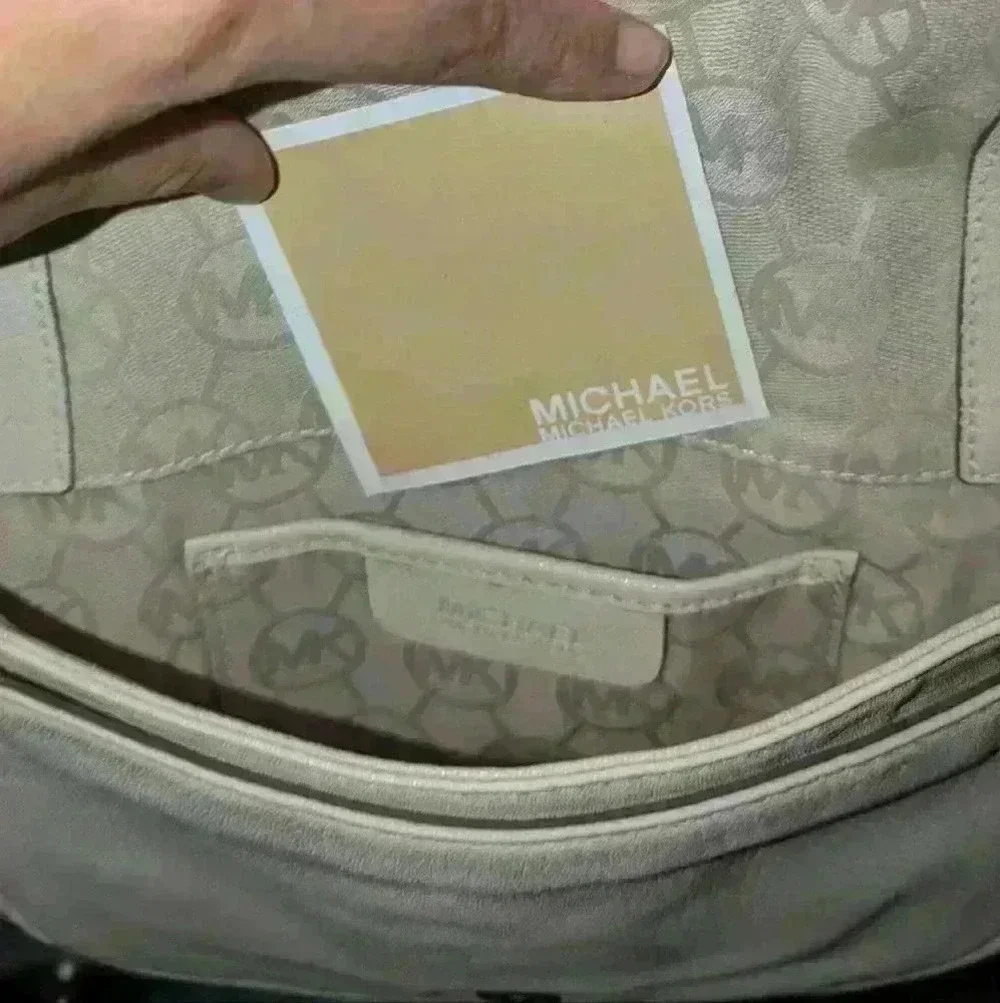 Michael Kors White Leather Saddle Bag